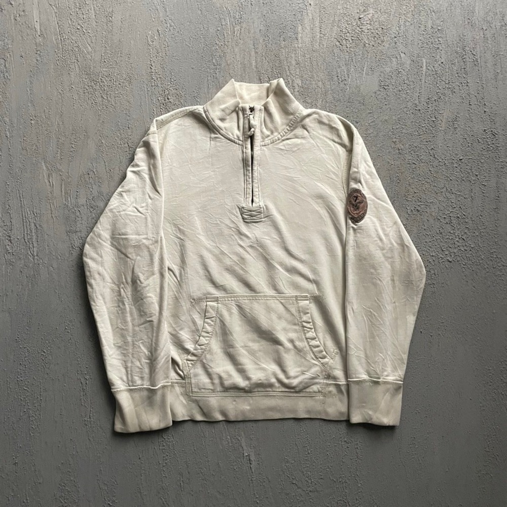 Vintage American Eagle Quarter Zip Pullover Sweatshirt Mens XL Cream 2000s